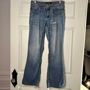 Vintage ANGELS JEANS Y2K Blue Bootcut Distressed Low Rise Contrast Stitch 8